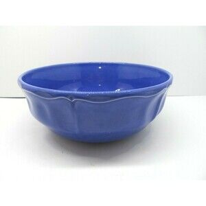 Varages France Luberon 10" Cobalt Blue Embossed Serving Bowl 4" Tall